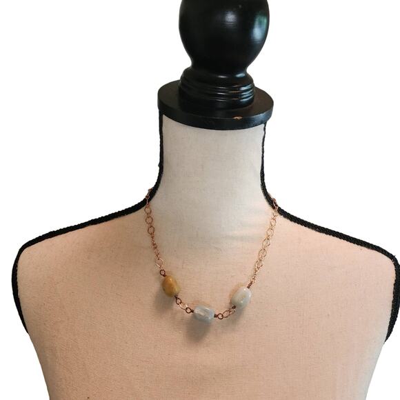 Amazonite Gemstone Layering or Standalone Necklace Statement Chunky Short - Picture 3 of 6